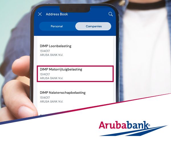 Haci bo pago di impuesto di vehiculo di motor via nos Aruba Bank App of Aruba Bank Online.